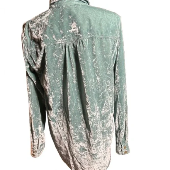 Pilcro Aqua Velvet Button-Down Blouse - Picture 6 of 9